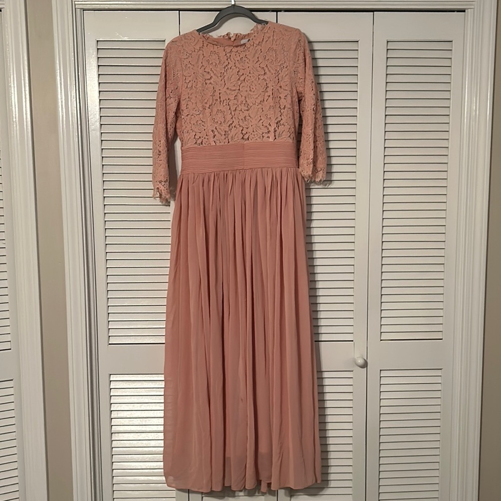Dainty Jewells Fully Lined Peach/ Light Pink Bridesmaid Dress